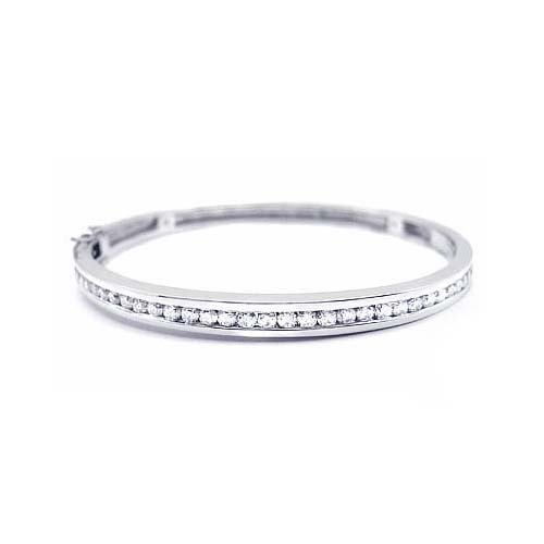 00 ct G SI CHANNEL SET DIAMOND BANGLE BRACELET 14K WG  