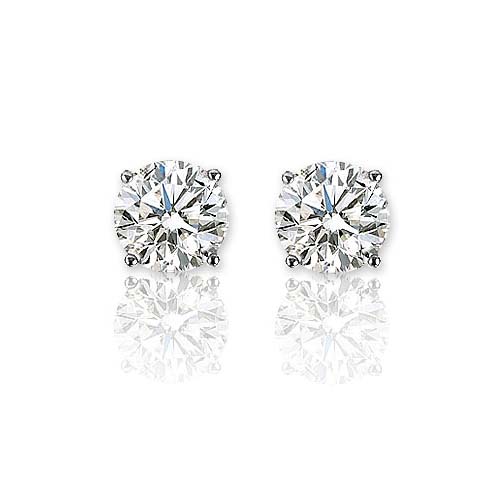 02 Ct F VS2 Round Cut Diamond Stud Earrings 14k WG