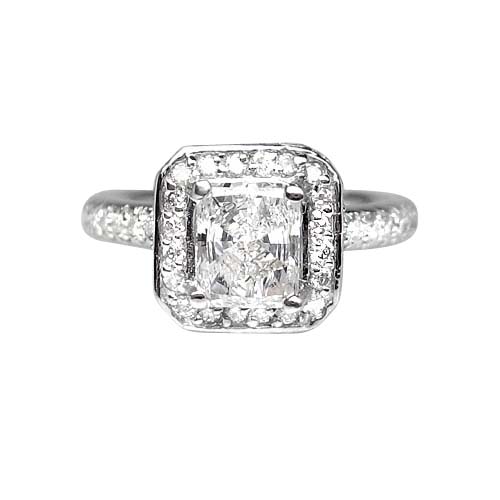 01 RADIANT CUT DIAMOND ENGAGEMENT RING MICRO PAVE  