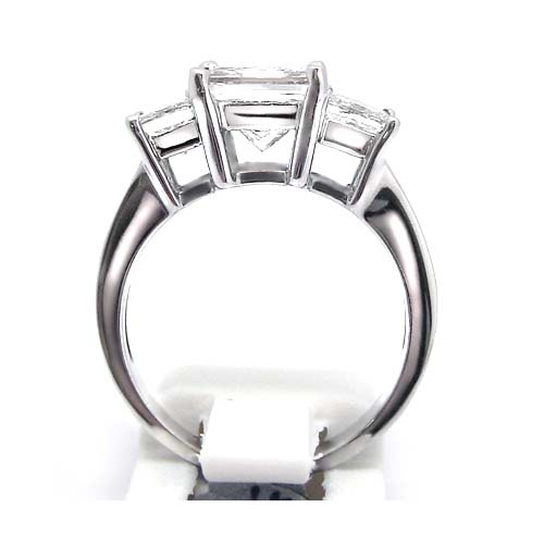 14 G SI1 Princess Cut Diamond 3 Stone Handmade Engagement Ring